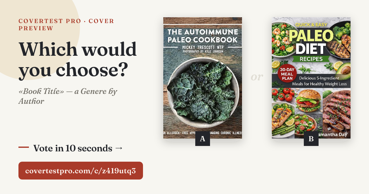 Preview Link voting page comparing two book cover versions
