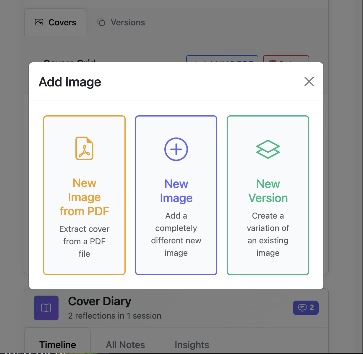 Book cover version timeline management